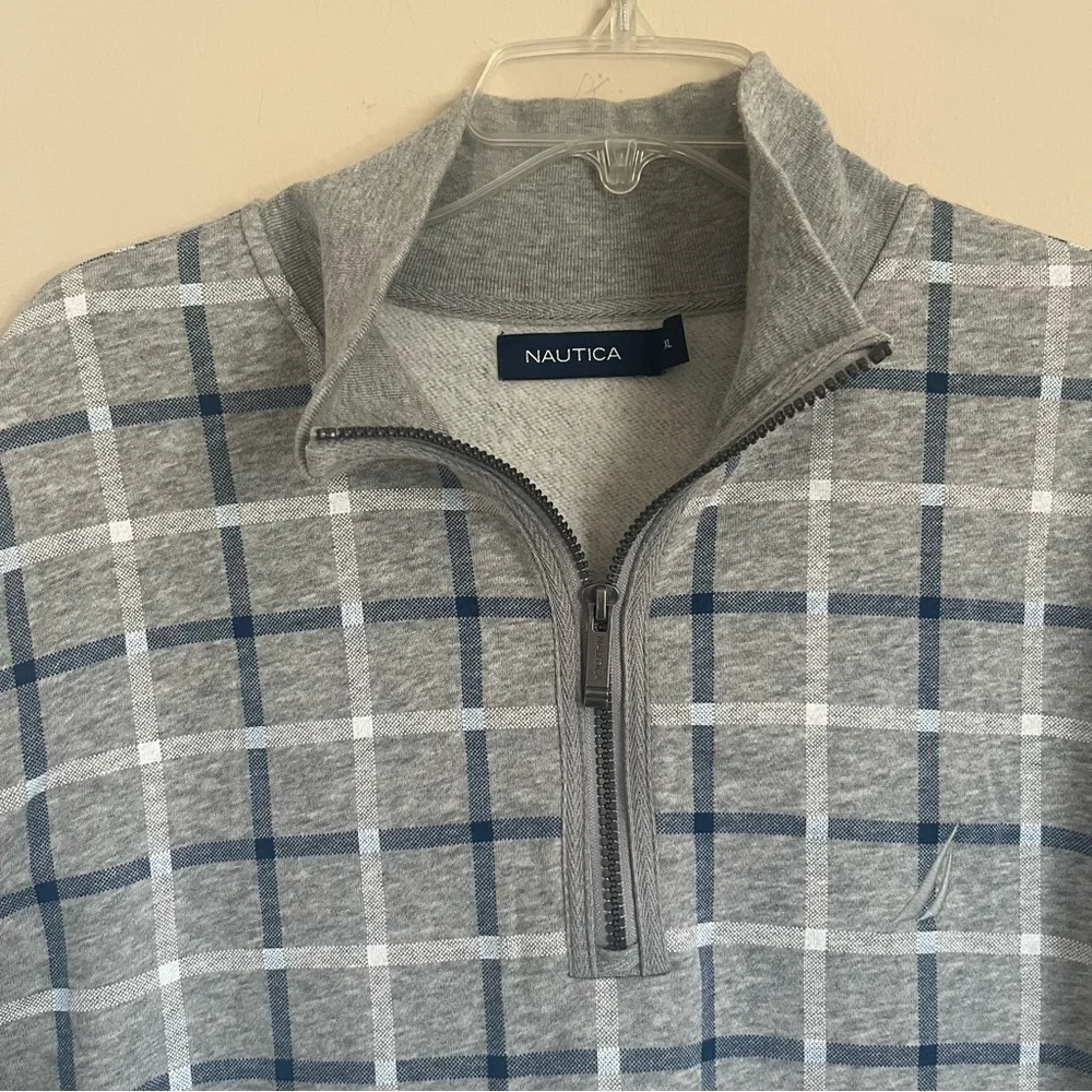 Vintage Nautica Sailing Gear Gray Checkered Sweatshirt Nautica Crewneck Size XL - Picture 8 of 12